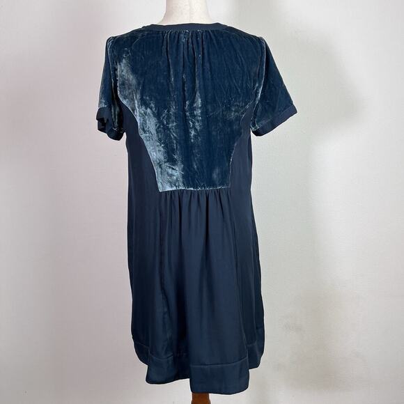 Maeve Anthropologie Velvet Dress Size Medium Green Mini Short Sleeve Tunic - Picture 9 of 14